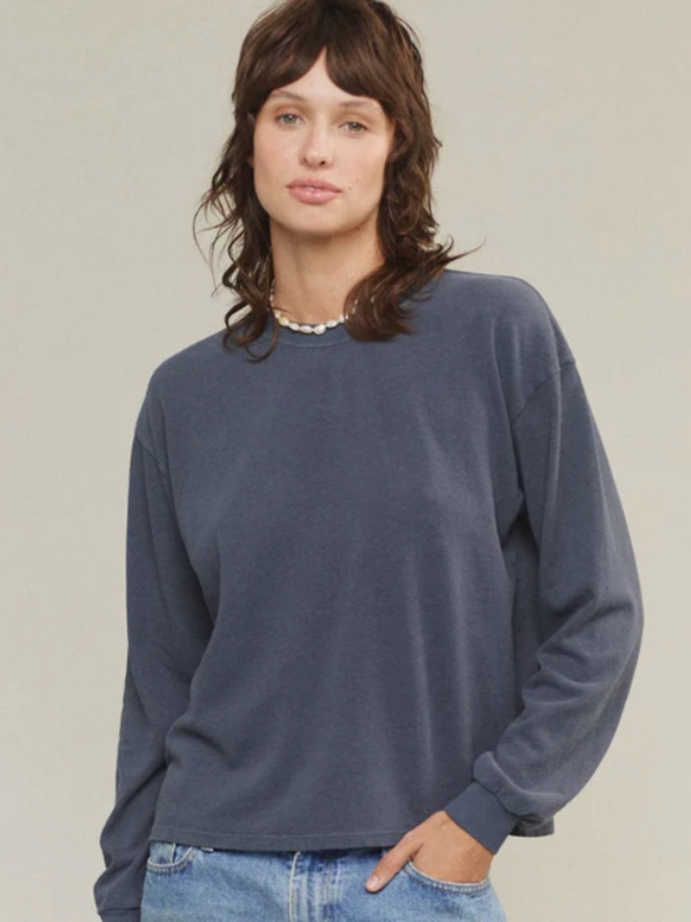Jungmaven Cropped Long Sleeve Hemp Tee - Navy | Size M